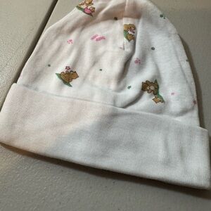 Charming White Baby Hat with Bear Design